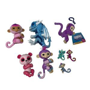 WowWee Fingerlings‎ 4 Interactive 4 Minis 1 Plush Clip Glitter Panda Dragon Lot